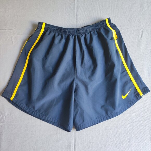 LIVESTRONG Nike Tempo Dri-fit running shorts men's size M navy blue w yellow - Picture 1 of 15